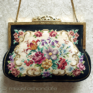 （画像用） アンティークバッグ プチポアン　花刺繍