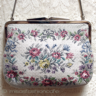 （画像用） ヴィンテージバッグ ドイツ製　お花刺繍