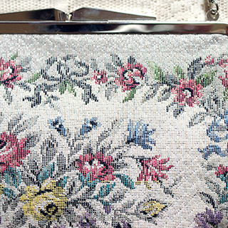 （画像用） ヴィンテージバッグ ドイツ製　お花刺繍