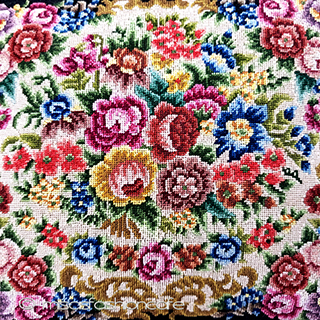 （画像用） アンティーク　バッグ プチポアン　総刺繍花