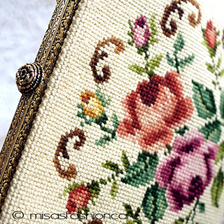 （画像用） ヴィンテージバッグ（大） プチポアン　お花刺繍