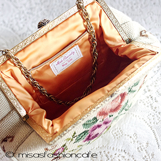 （画像用） ヴィンテージバッグ（大） プチポアン　お花刺繍