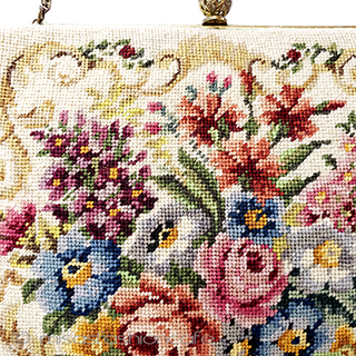 （画像用） ビンテージバッグ　刺繍 プチポアン　花ブーケ