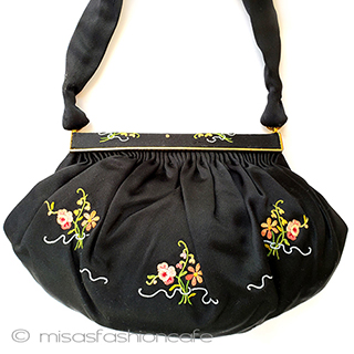 （画像用） ヴィンテージバッグ　仏製 フラワーブーケ・花刺繍