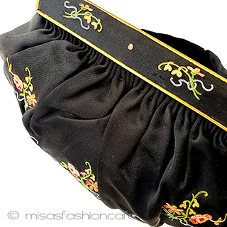 （画像用） ヴィンテージバッグ　仏製 フラワーブーケ・花刺繍