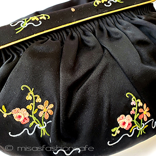 （画像用） ヴィンテージバッグ　仏製 フラワーブーケ・花刺繍