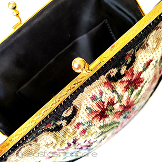 （画像用） アンティークバッグ　 プチポアン　花刺繍