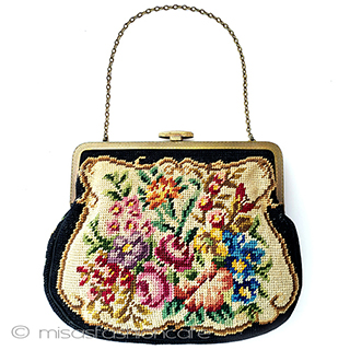 （画像用） アンティークバッグ　 プチポアン　花刺繍