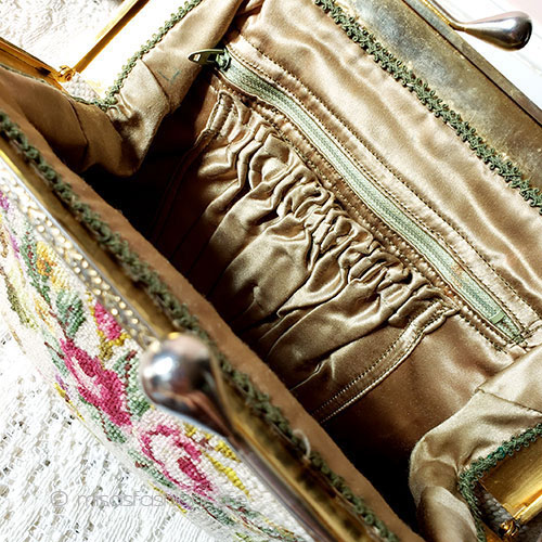 （画像用） ビンテージバッグ　大 プチポアン　お花刺繍