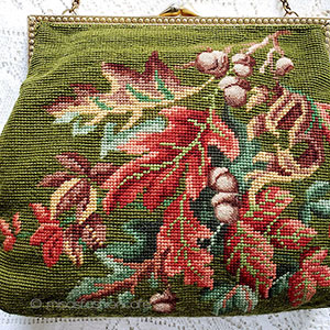 （画像用） ビンテージバッグ　特大 どんぐり刺繍プチポアン