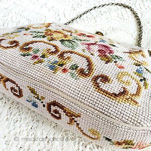 （画像用） ビンテージバッグ　ローズ プチポアン　お花刺繍