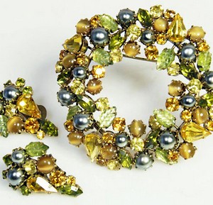 （画像用） 豪華Austriaオーリストア製 ブローチ＆イヤリングセット