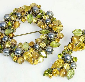 （画像用） 豪華Austriaオーリストア製 ブローチ＆イヤリングセット