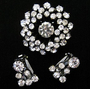 （画像用） ビンテージジュエリー クリスタルの花セット