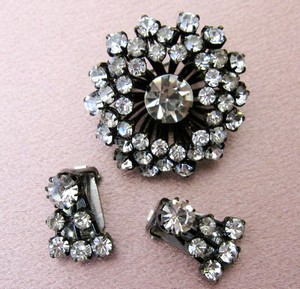 （画像用） ビンテージジュエリー クリスタルの花セット