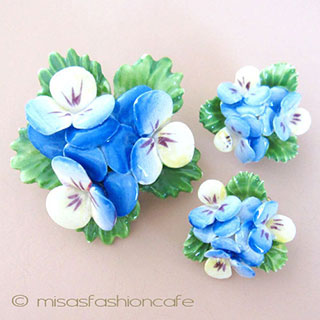 （画像用） パンジー・すみれの花 イギリス製　磁器セット