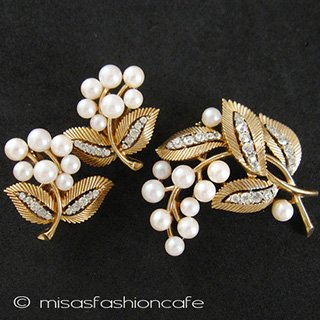 （画像用） クラウントリファリ Trifari パール花 セット