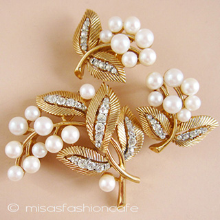 （画像用） クラウントリファリ Trifari パール花 セット