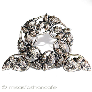 （画像用） スターリング銀製　セット 団栗どんぐりのリース　