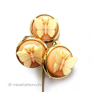 （画像用） Trifari　 トリファリ 蝶のカメオ　セット