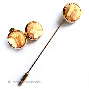 （画像用） Trifari　 トリファリ 蝶のカメオ　セット