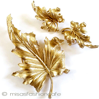 （画像用） Trifari　 トリファリ ゴールドの葉セット