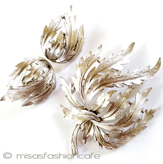 （画像用） Trifari　 トリファリ シルバーの葉セット