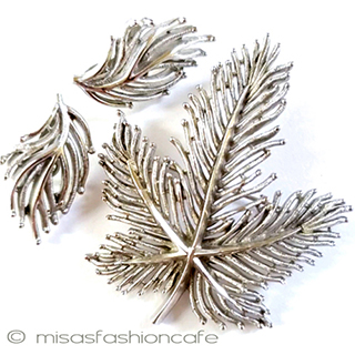 （画像用） Trifari　 トリファリ 銀葉セット　1960's