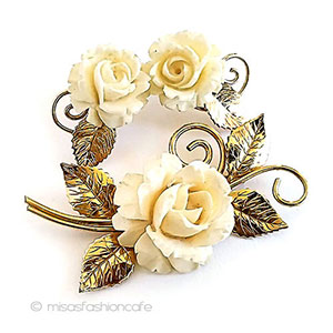 （画像用） 象牙アイボリー12Kgf刻印 バラのお花Winardセット