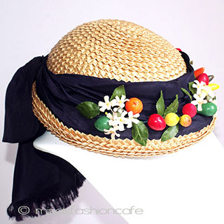 （画像用） ヴィンテージ　ハット フルーツ＆リボン大