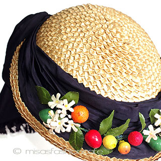 （画像用） ヴィンテージ　ハット フルーツ＆リボン大