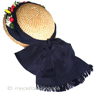 （画像用） ヴィンテージ　ハット フルーツ＆リボン大