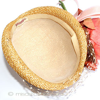 （画像用） ヴィンテージ　ハット お花立体編み＆チュール