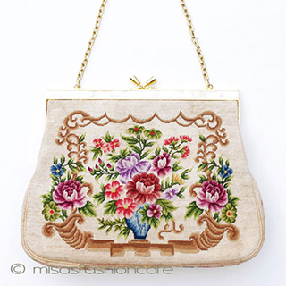 （画像用） ヴィンテージ　バッグ MOパール　花プチポアン