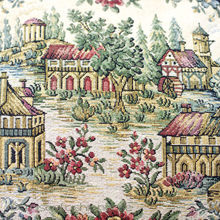 （画像用） ヴィンテージバッグ　 仏製　花と町並み刺繍