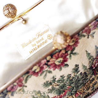 （画像用） ヴィンテージバッグ　 仏製　花と町並み刺繍