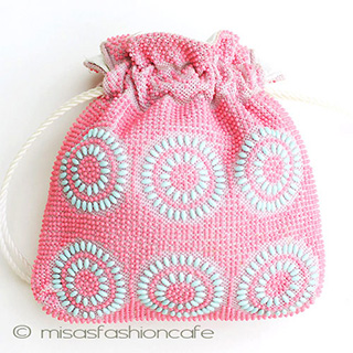 （画像用） ヴィンテージバッグ 花柄ビーズ・ポーチ