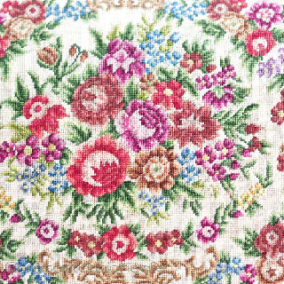 （画像用） ヴィンテージ　バッグ 総刺繍花 プチポアン