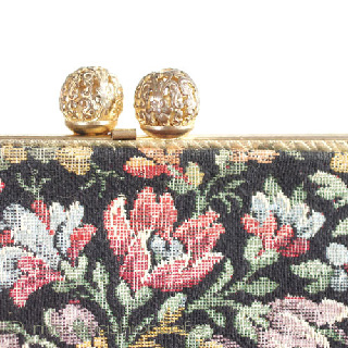 （画像用） ヴィンテージバッグ　 フランス製　花刺繍