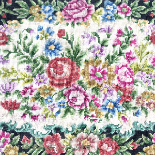 （画像用） ビンテージ　バッグ 総刺繍お花プチポアン