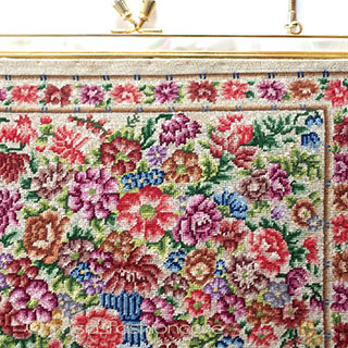 （画像用） ヴィンテージ　バッグ 総刺繍お花 プチポアン