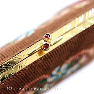 （画像用） ビンテージ　バッグ ローズ刺繍プチポアン