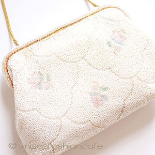 （画像用） ヴィンテージ　バッグ 仏製ビーズ総刺繍お花