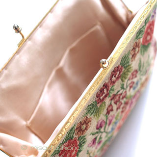 （画像用） ヴィンテージ　バッグ 総刺繍花 プチポアン