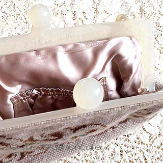 （画像用） ヴィンテージ花刺繍バッグ大 レモンカラーのセルロイド製