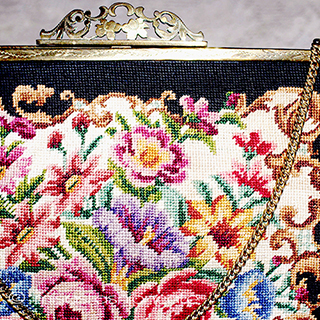 （画像用） アンティークバッグ　刺繍 オーストリア製　プチポアン