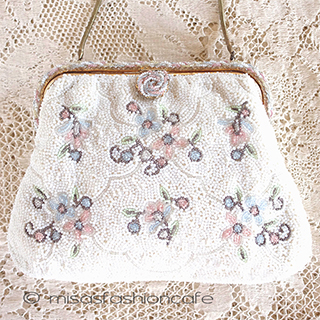 （画像用） アンティークバッグ フランス製　ビーズ刺繍