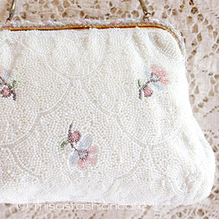 （画像用） アンティークバッグ フランス製　ビーズ刺繍