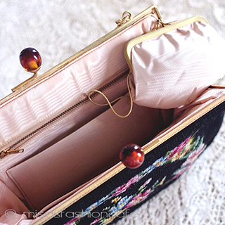 （画像用） ヴィンテージバッグ（大） プチポアン　お花リース