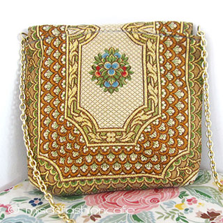 （画像用） ヴィンテージバッグ 伊製パンジー・スミレの花